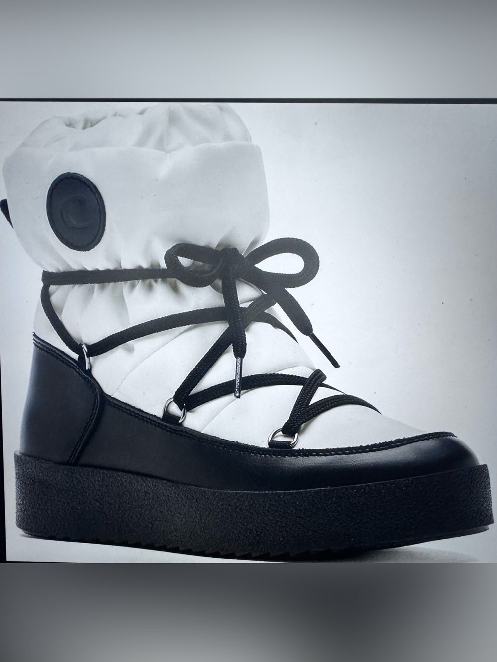 C La Canadienne Waterproof Black & White Winter Lace-Up Platform Women’s Boots